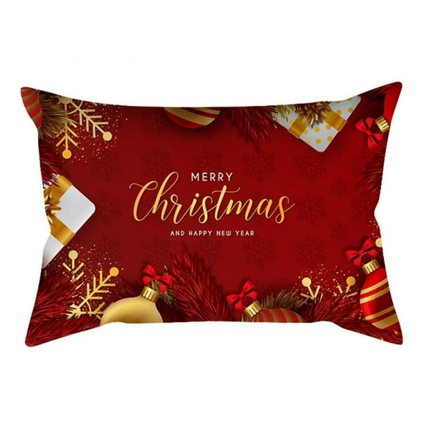 Christmas Golden Snowflake Peach Suede Pillowcase Home Sofa Pillow Backrest